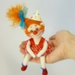Рыженькая клоунесса, валяние куклы из шерсти