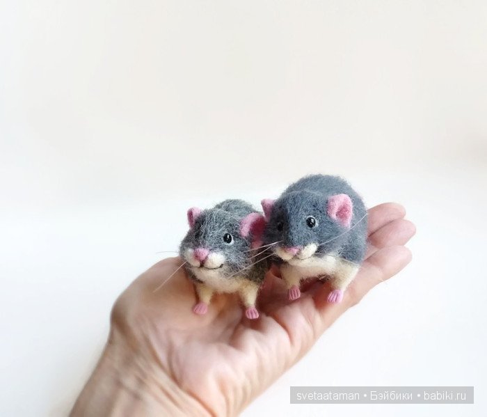 Мышки, игрушки валянием из шерсти ручной работы