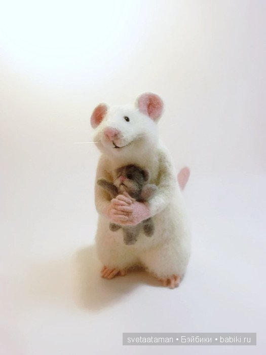 Мышка с котёнком и лисёночек. Игрушки валянием из шерсти