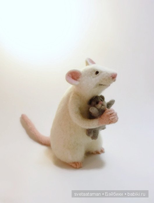 Мышка с котёнком и лисёночек. Игрушки валянием из шерсти (фото 8)