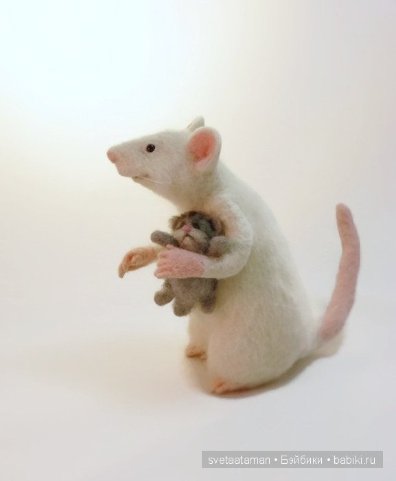 Мышка с котёнком и лисёночек. Игрушки валянием из шерсти (фото 2)