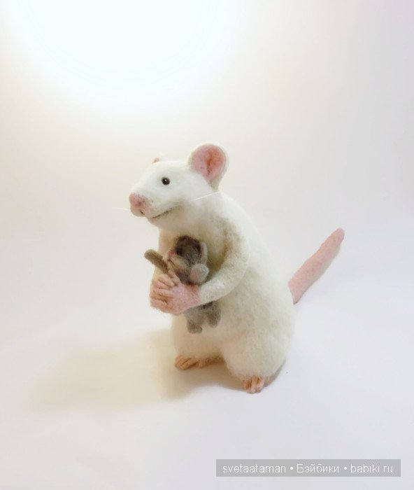 Мышка с котёнком и лисёночек. Игрушки валянием из шерсти (фото 9)