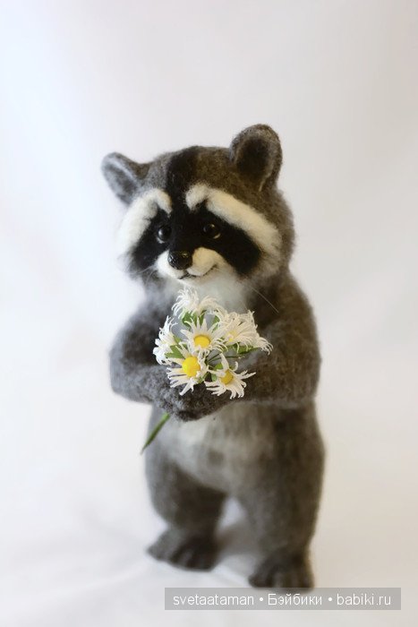 Енотик, ромашки и весна. Валяние из шерсти (фото 8)