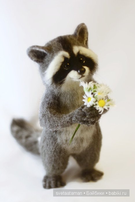 Енотик, ромашки и весна. Валяние из шерсти (фото 2)