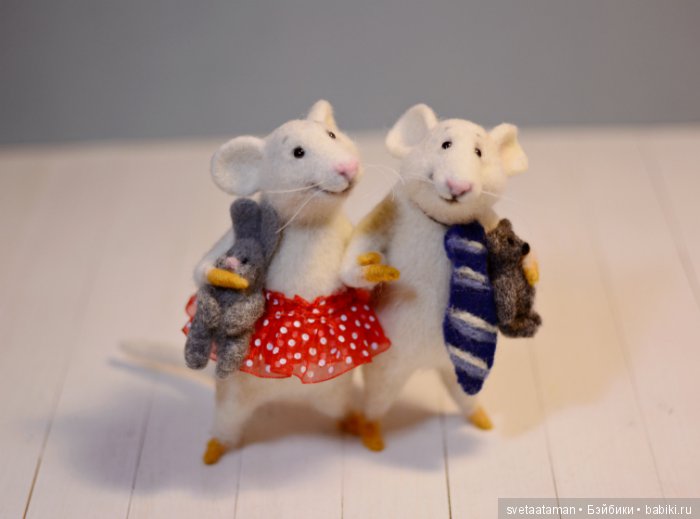 Парочка мышат валянием из шерсти (фото 10)