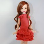 Созданные мною вязаные платья с воланами для кукол BJD формата тини