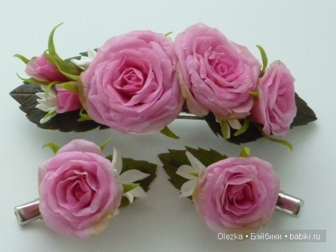 Цветочки, реалистичная флористика. Заколочки (фото 3)