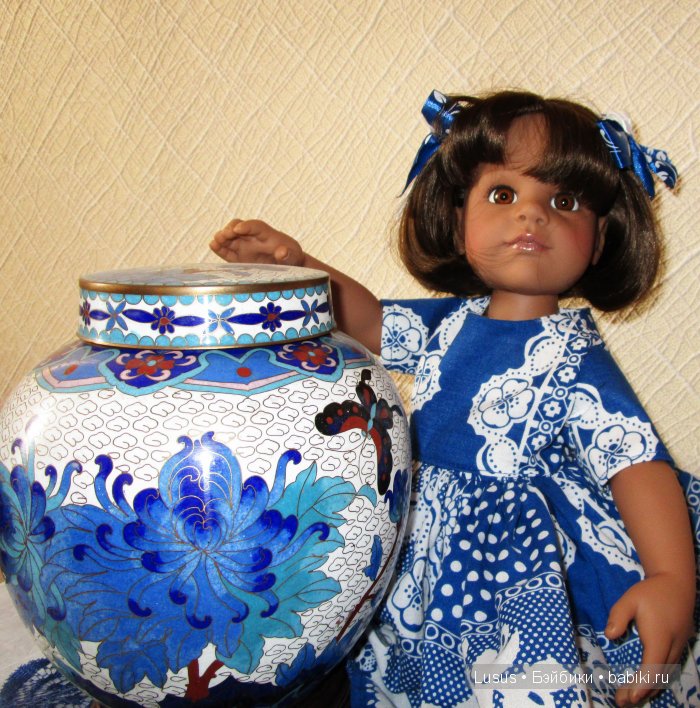 Платье "Гжель" для кукол Готц | Бэйбики Платье "Гжель" для кукол Готц (фото 8)