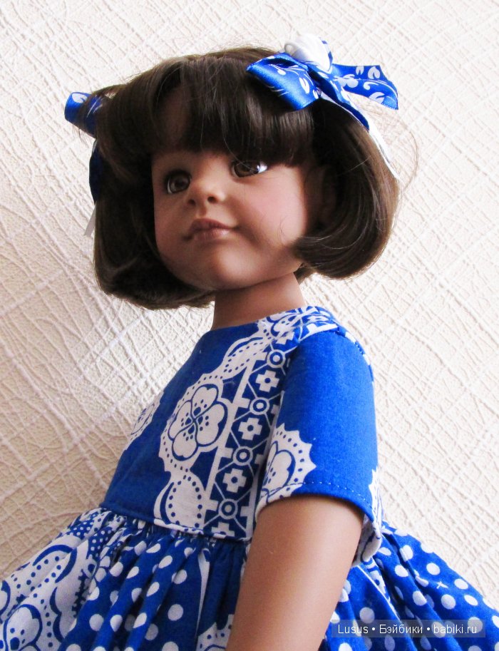 Платье "Гжель" для кукол Готц | Бэйбики Платье "Гжель" для кукол Готц (фото 4)
