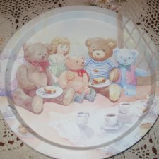 Винтажный поднос Мишки тедди металл Америка