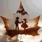 Рисунки на листьях клёна