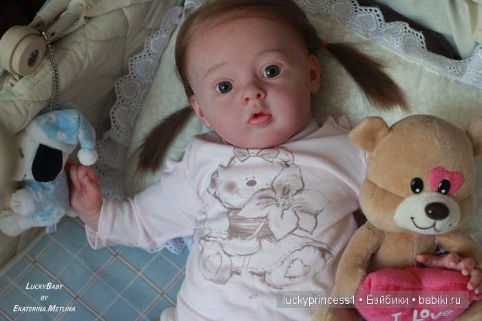 Кукла реборн Танечка, мы до прошили волосики (фото 10)