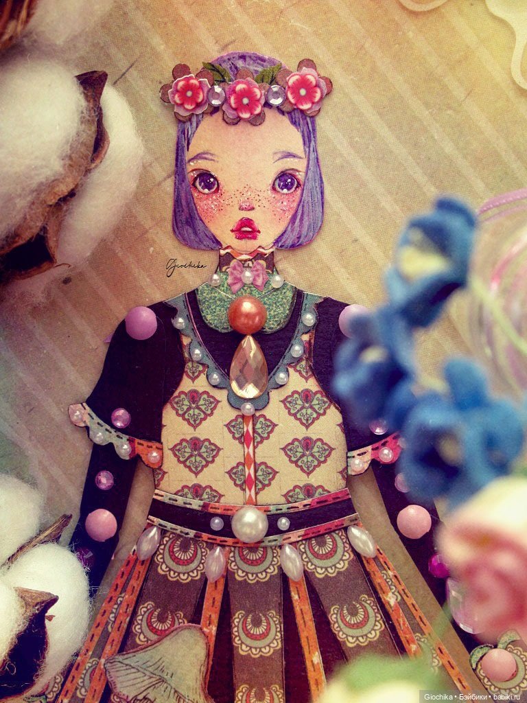 Весенняя бумажная кукла — Авторские куклы из дерева (фото 3)