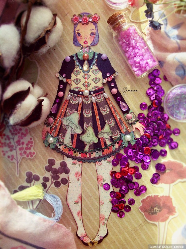 Весенняя бумажная кукла — Авторские куклы из дерева