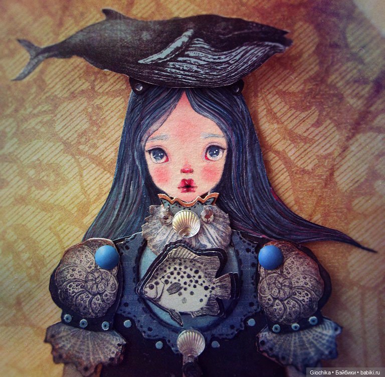 Морская (бумажная кукла) — Авторские куклы из дерева