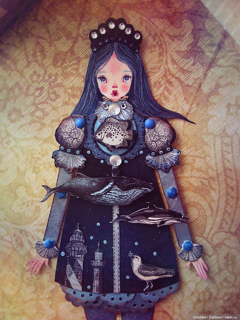 Морская (бумажная кукла) — Авторские куклы из дерева (фото 3)