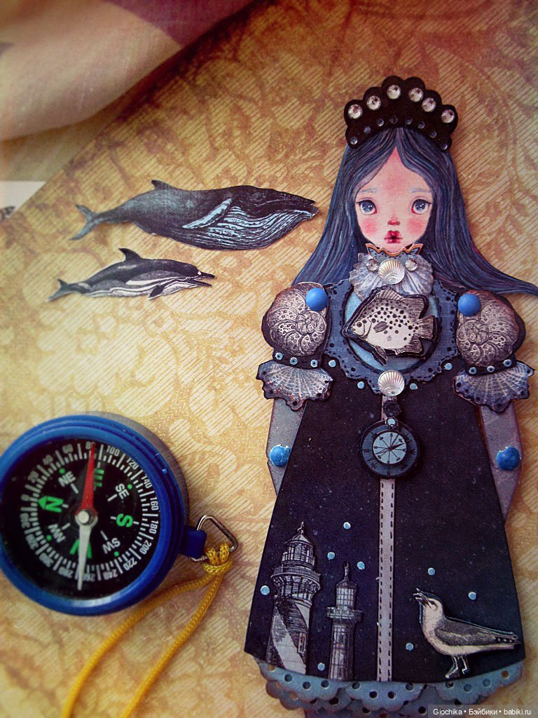 Морская (бумажная кукла) — Авторские куклы из дерева (фото 4)