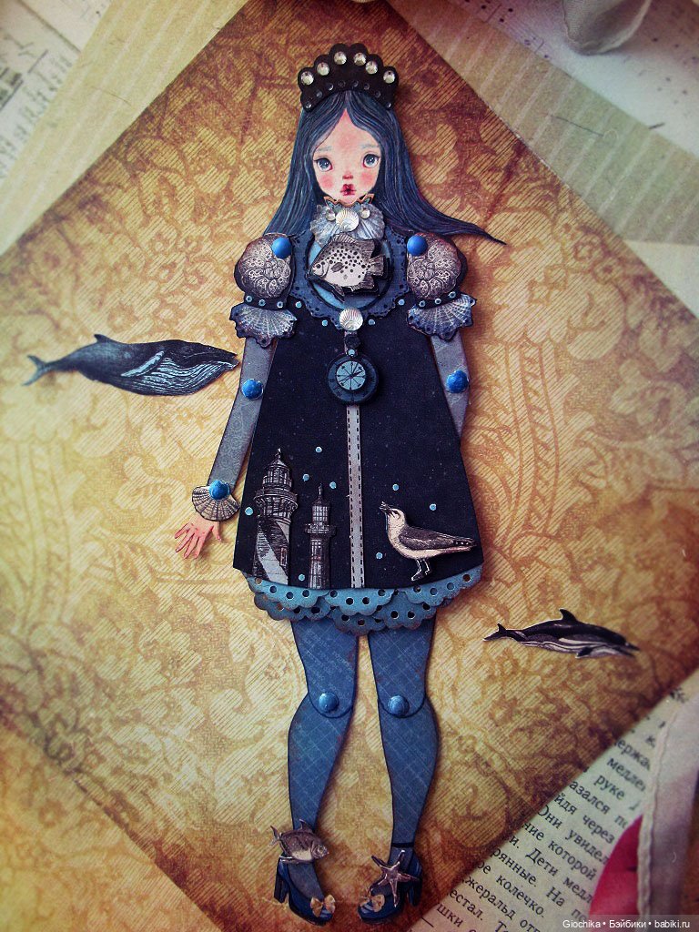 Морская (бумажная кукла) — Авторские куклы из дерева (фото 6)