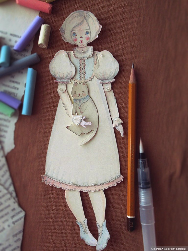 Девочка и котик (бумажная кукла) (фото 4)