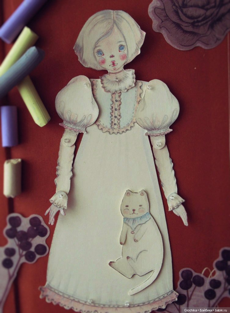 Девочка и котик (бумажная кукла) (фото 3)