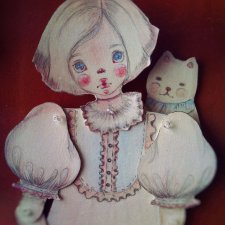 Девочка и котик (бумажная кукла)