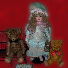 Антикварные мишки  -  лучшие друзья кукол