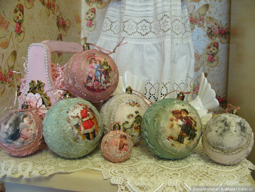 Вот решила себя порадовать... Елочные игрушки в ретро стиле (фото 4)