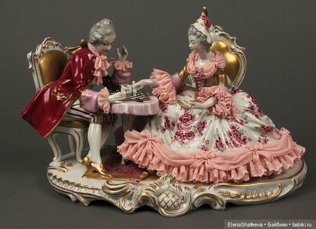 Изящный кружевной фарфор и статуэтки "кружевницы"