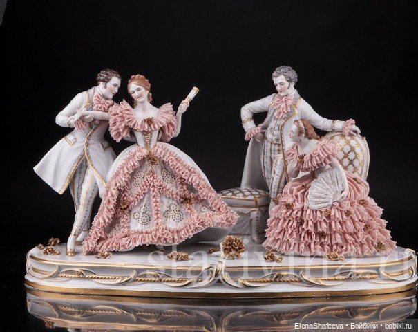 Изящный кружевной фарфор и статуэтки "кружевницы"