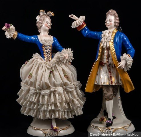 Изящный кружевной фарфор и статуэтки "кружевницы"