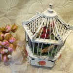 Винтажная клетка с птичками на батарейках. Поют.