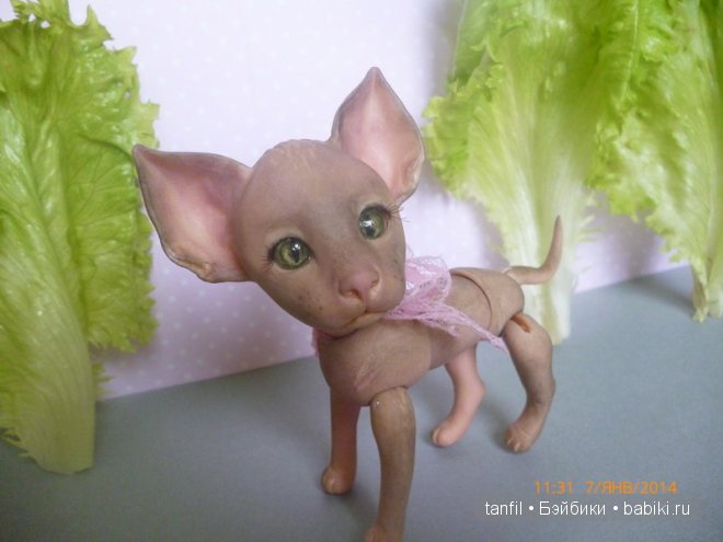 Авторская игрушка БЖД - кошечка-сфинкс