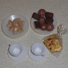 Набор для кукольного чаепития - посуда, печенье (миниатюра) - для Барби, кукол 12 дюймов