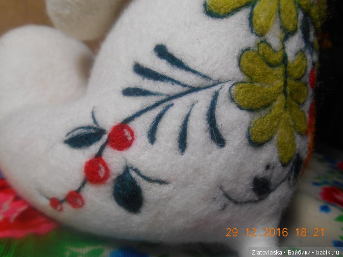 Муми Тролль и Петриковская роспись. Валяние из шерсти (фото 4)