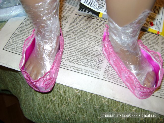 Мастер класс. Туфельки для куклы - Кружевные розовые