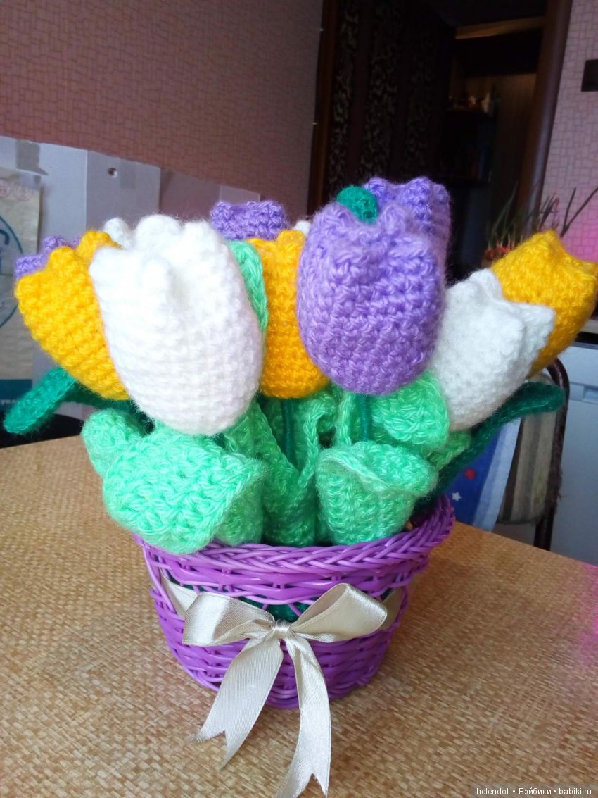 МК. Тюльпаны крючком — Вязаные игрушки и амигуруми: крючком (фото 8)