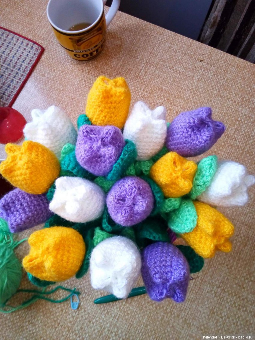 МК. Тюльпаны крючком — Вязаные игрушки и амигуруми: крючком (фото 7)