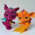 Осенние дракончики. Игрушки валянием из шерсти