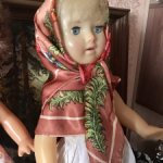 Шелковый винтажный платочек , кукольный размер , для образа из русской сказки .