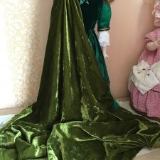 Большой кусок антикварного шелкового бархата , натуральная ткань , оливковый цвет