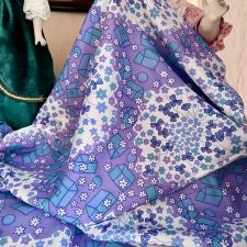 Красивый винтажный отрез ацетатного шелка , для пошива винтажным Куклам