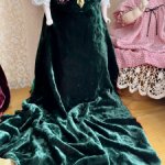 Кусок антикварного шелкового бархата , красивый темно-зеленый цвет