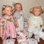 Трио в кардиганах. Куклы Hildegard Gunzel