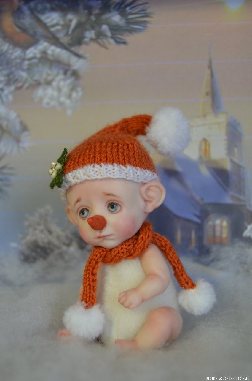 Четыре зимних пиксика и снеговичок. Авторские куклы Катрушовой Татьяны