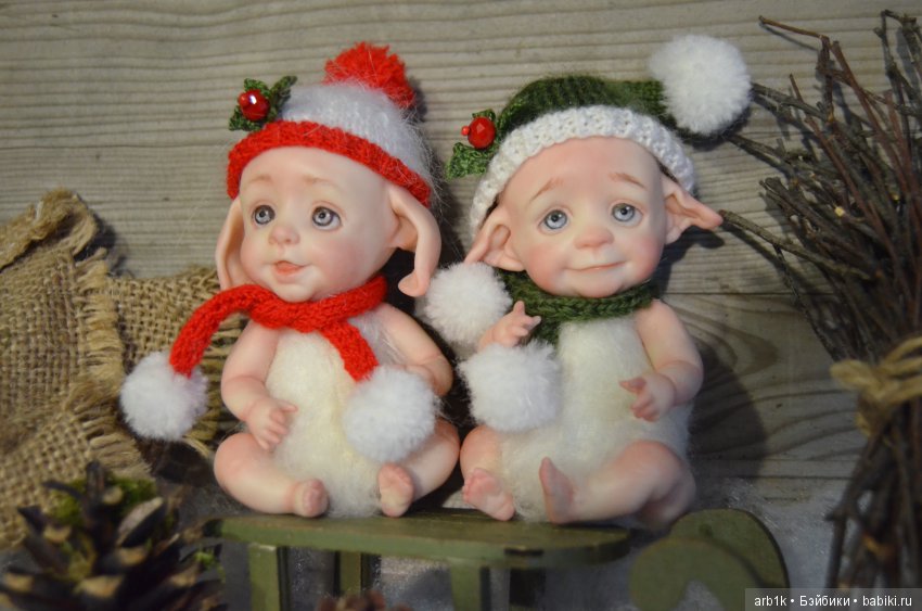 Четыре зимних пиксика и снеговичок. Авторские куклы Катрушовой Татьяны