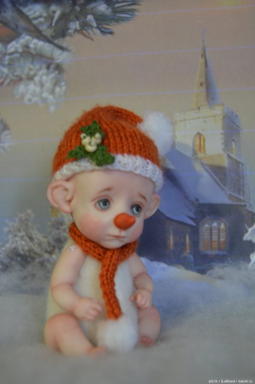 Четыре зимних пиксика и снеговичок. Авторские куклы Катрушовой Татьяны