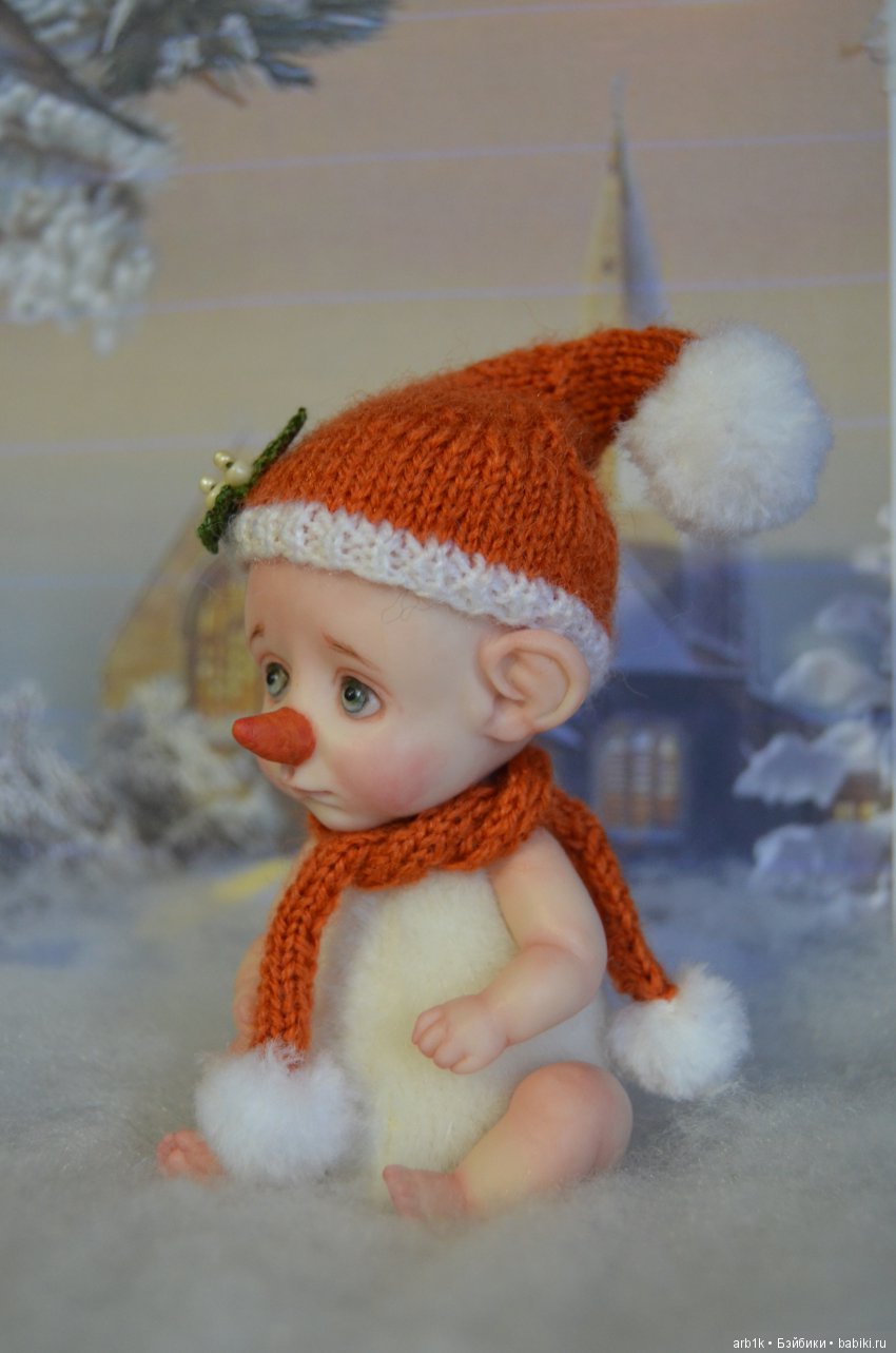 Четыре зимних пиксика и снеговичок. Авторские куклы Катрушовой Татьяны