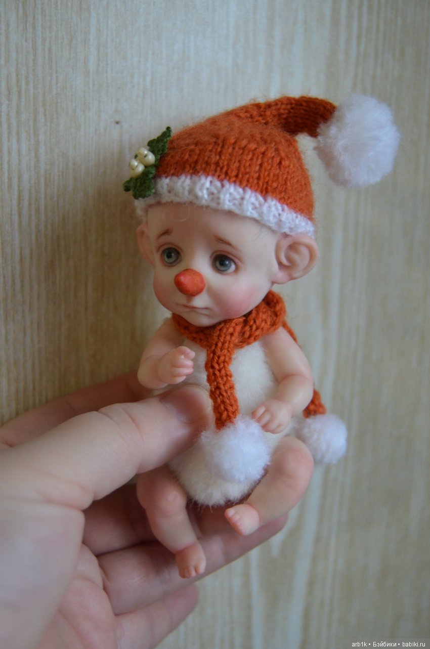 Четыре зимних пиксика и снеговичок. Авторские куклы Катрушовой Татьяны