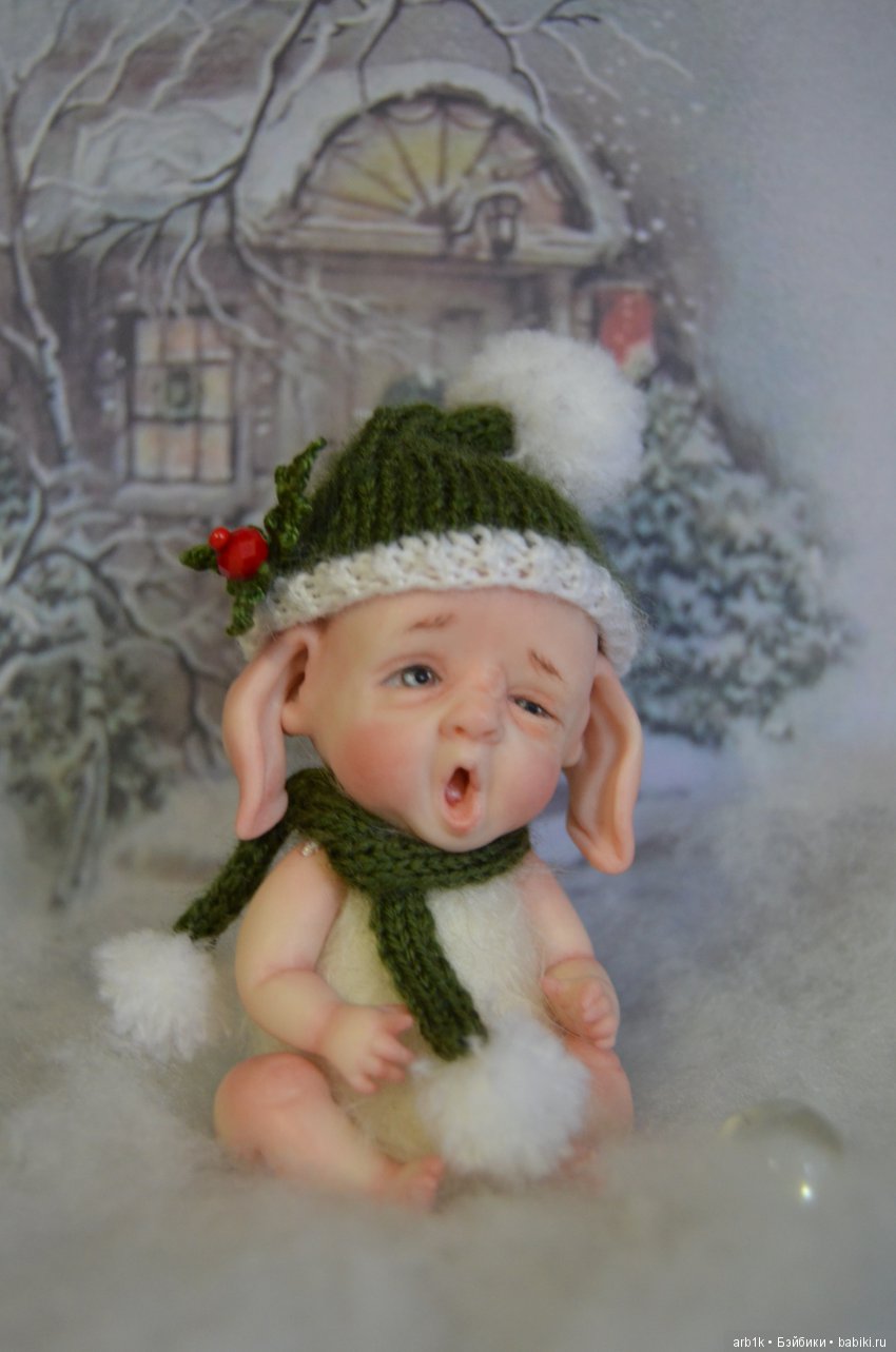 Четыре зимних пиксика и снеговичок. Авторские куклы Катрушовой Татьяны