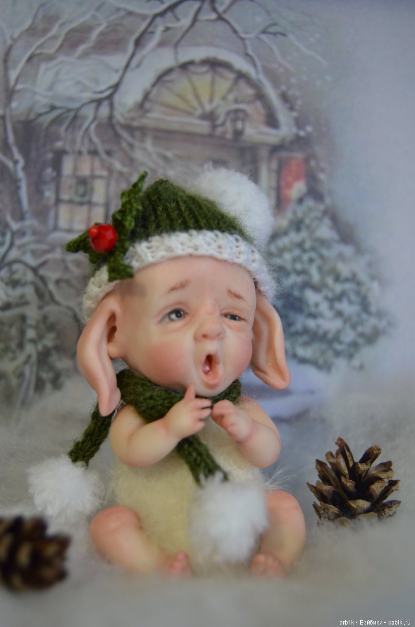 Четыре зимних пиксика и снеговичок. Авторские куклы Катрушовой Татьяны